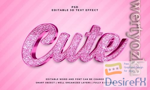 Cute 3d editable psd text effect with background