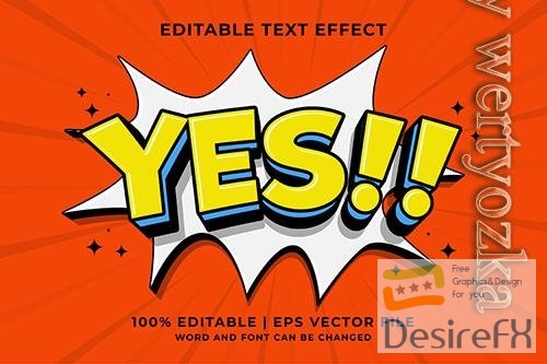 Editable text effect yes 3d cartoon cute template style premium vector