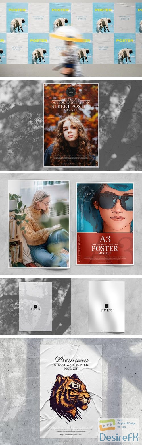 Elegant Framed Posters PSD Mockups Templates Collection