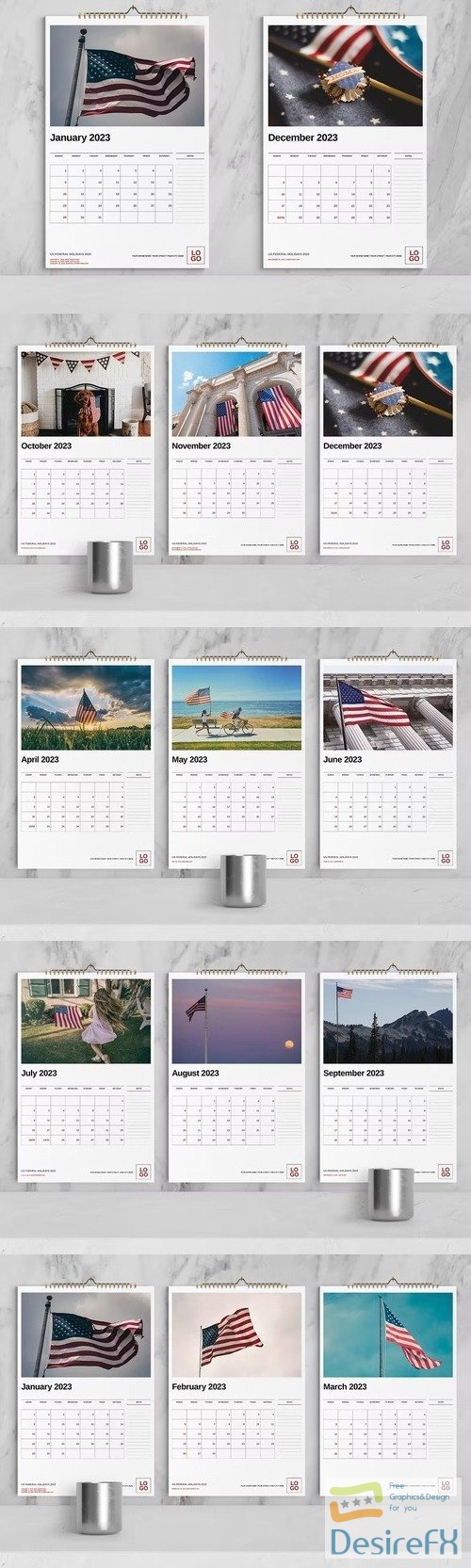 Flag of the United States Wall Calendar 2023