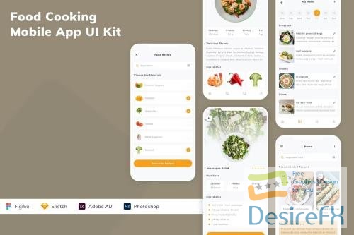 Food Cooking Mobile App UI Kit X5DWZ76