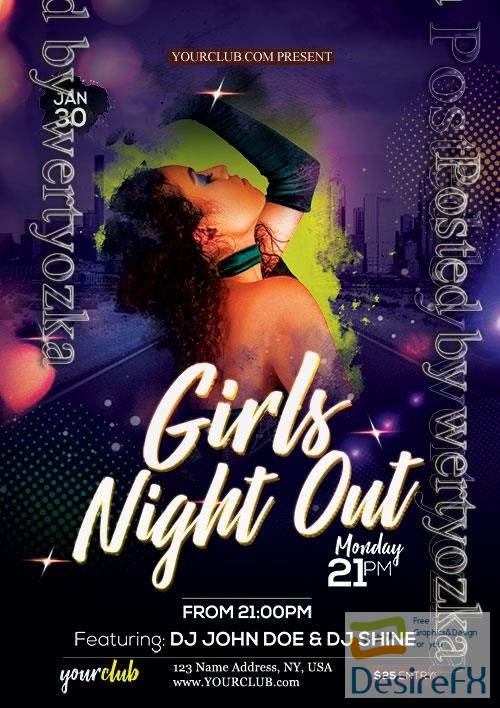 Girls Night Out Psd Flyer Design