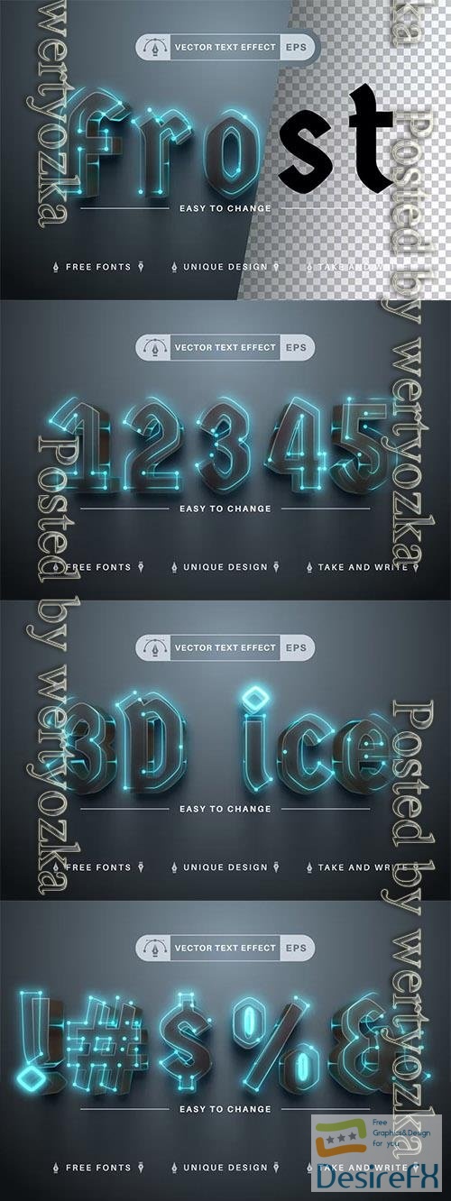 Glow Frost - editable text effect, font style