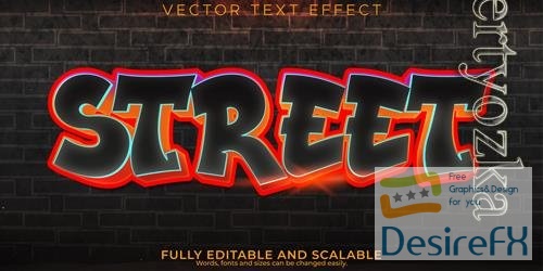 Graffiti vector text effect editable spray and street text style
