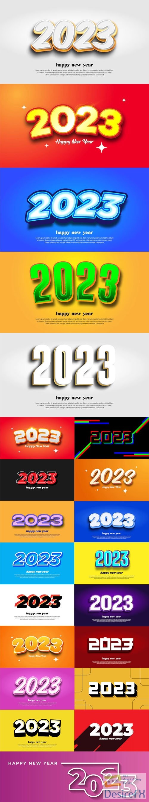 Happy New Year 2023 - 20+ Creative Vector Backgrounds Templates