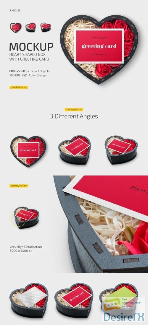 Heart Box with Greeting Card Mockup - 11010734