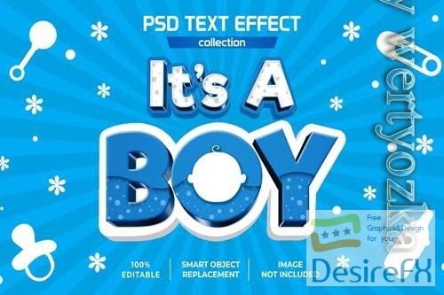 Its a boy baby blue polkadot text effect