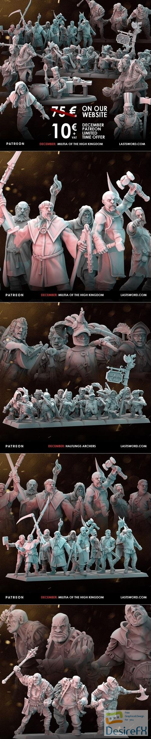 Last Sword Miniatures - Militia of the High Kingdom December 2022 – 3D Print