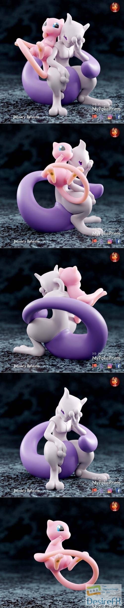 Mew and Mewtwo – 3D Print
