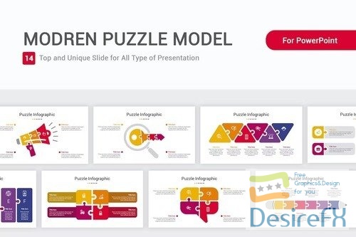 Modern Puzzle Model PowerPoint Template 86MYBW6