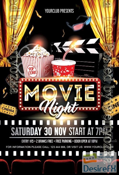 Movie Night Psd Flyer Design
