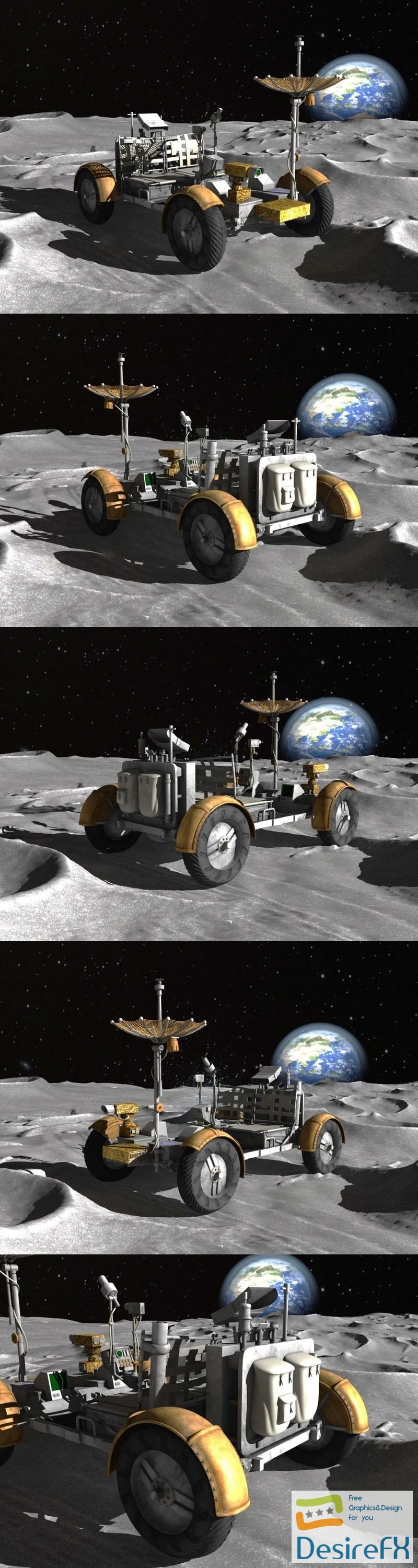 NASA Apollo Lunar Rover Moon Car 3D Model