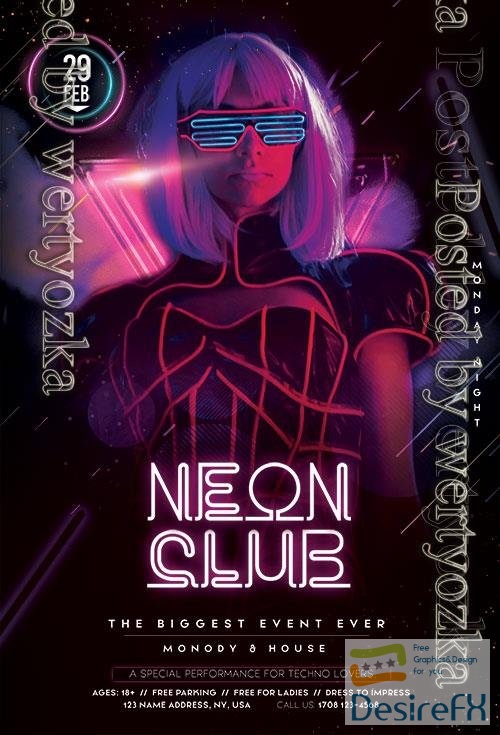 Neon Club Psd Flyer Design