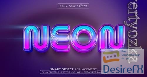 Neon custom text effect 3d style