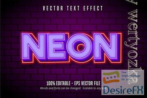 Neon Light - Eps Editable Text Effect, Font Style