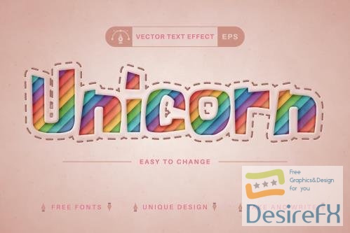 Paper Unicorn - Editable Text Effect - 10919639