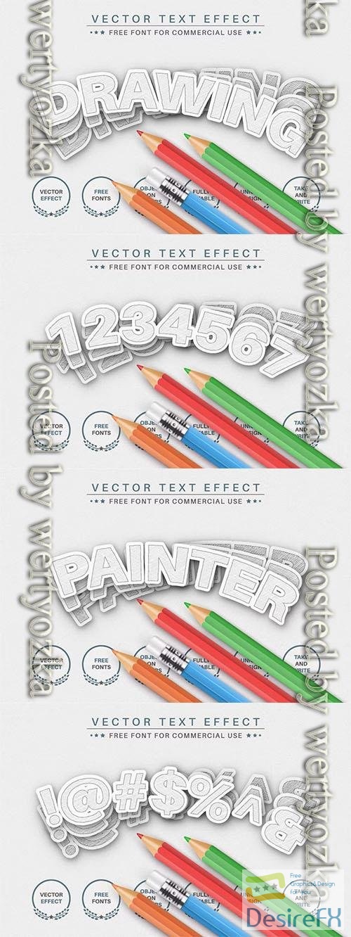 Pencil drawing - editable text effect, font style