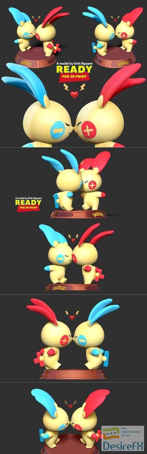 Plusle and Minun - Pokemon Fanart – 3D Print