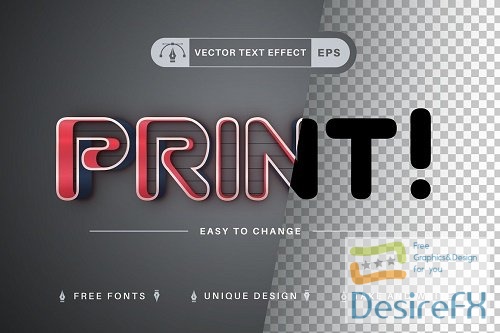 Print - Editable Text Effect, Font Style - 7544137