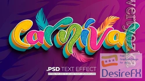 PSD 3d carnival colorful text style effect