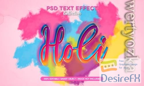 PSD 3d holi text effect template