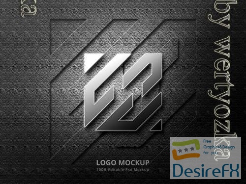 PSD 3d silver logo mockup and emboss logo mockup
