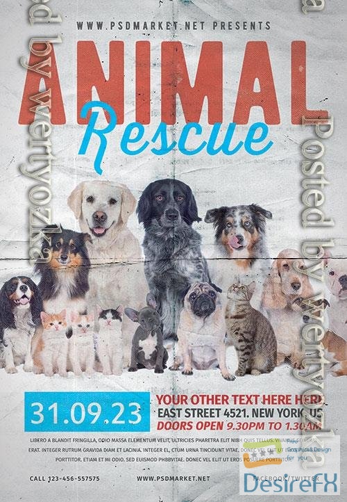 Psd Animal rescue flyer design