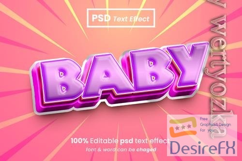 PSD baby editable 3d text effect