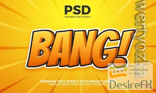 PSD bang comic cartoon kids 3d editable text effect