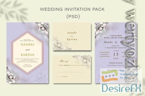 PSD beautiful floral wreath wedding invitation card template psd