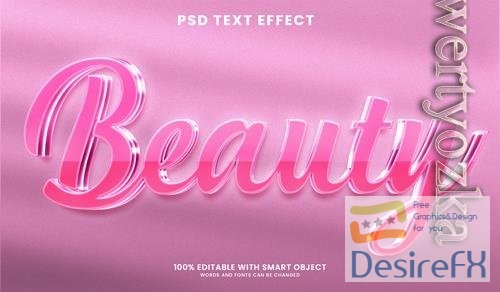 PSD beauty glossy 3d text effect mockup with window shadow