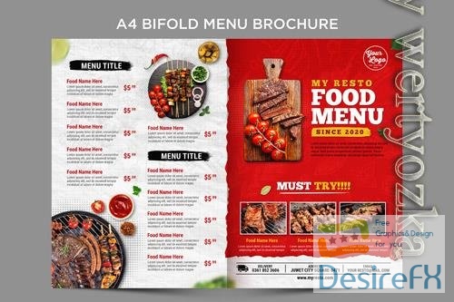 PSD bifold menu brochure outside template