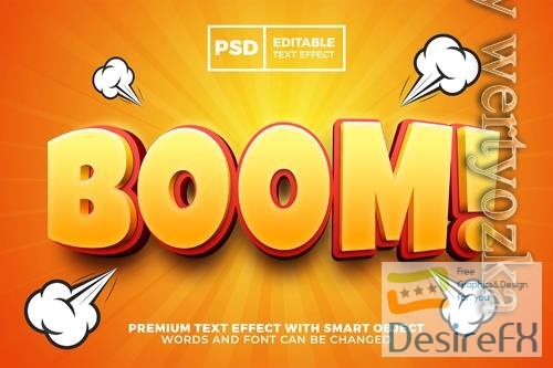 PSD boom cartoon comic 3d editable text effect style