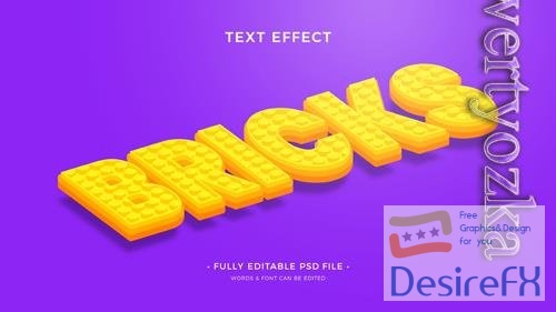 PSD bricks toy text effect