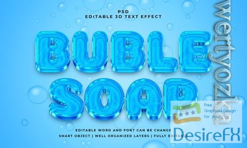 PSD buble soap 3d editable psd text effect with background