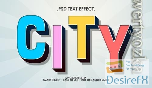 PSD city color retro text style effect