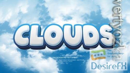 PSD clouds 3d custom text effect