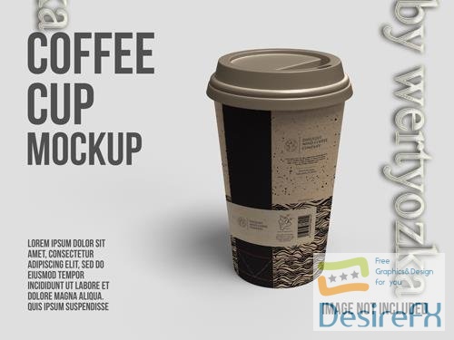 PSD coffee cup mockup with white background