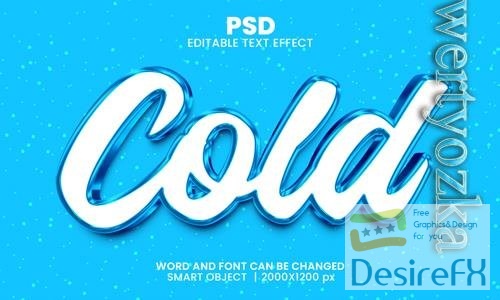PSD cold 3d editable photoshop text effect style with background