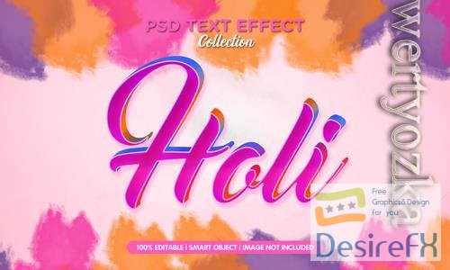 PSD colorfull holi text efffect template