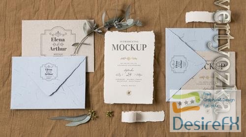 PSD composition of elegant wedding mock-up cards