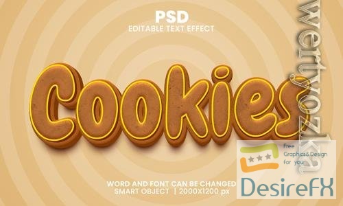 PSD cookies 3d editable photoshop text effect style with background