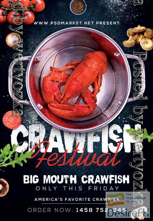 Psd crawfish boil fest flyer design