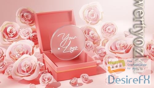 PSD diamond wedding valentine concept template 3d render
