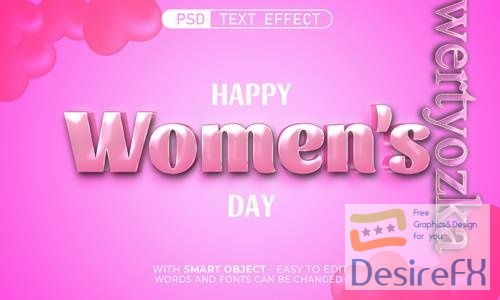 PSD editable text effect happy women's day 3d style