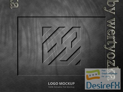 PSD emboss and deboss logo mockup on dark background