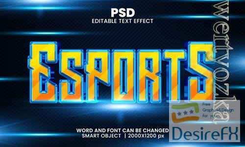 PSD esports 3d editable photoshop text effect style with background