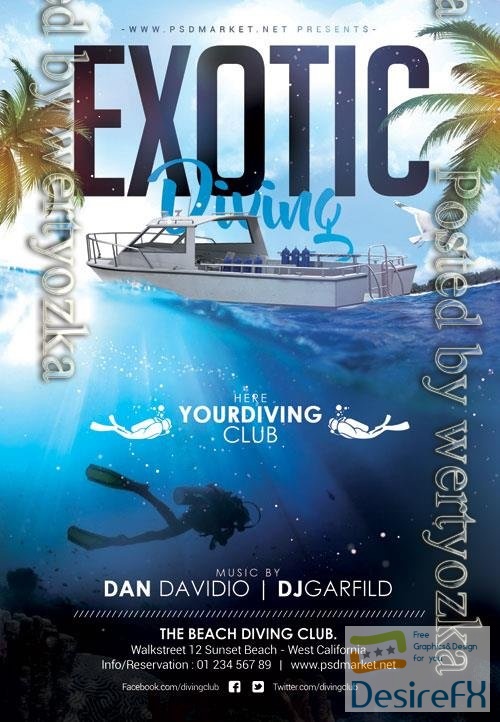 Psd exotic diving flyer design