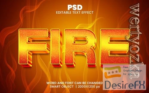 PSD fire 3d editable photoshop text effect style with background