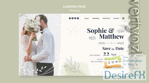 PSD flat design wedding template